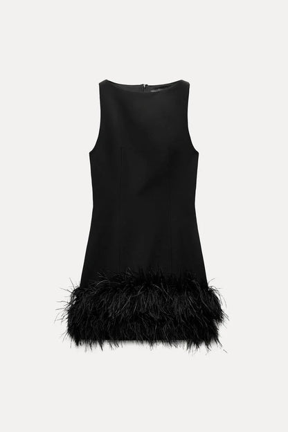 Celine Feather Mini Dress