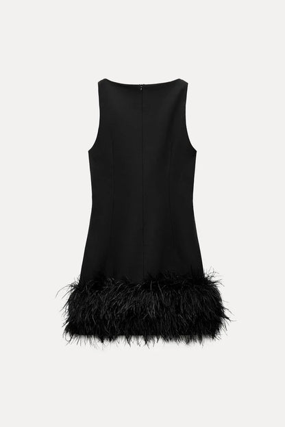 Celine Feather Mini Dress