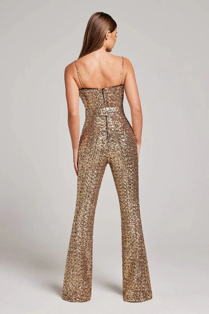 Sparkle Sequins Jumpsuit With Belt