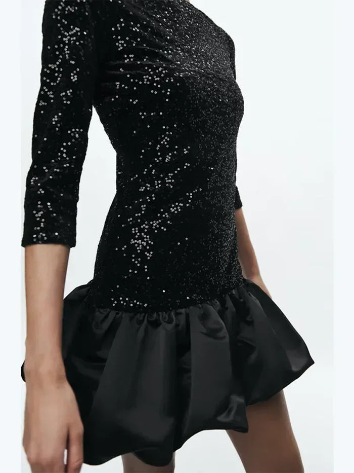 Sequined Ruffle Dress