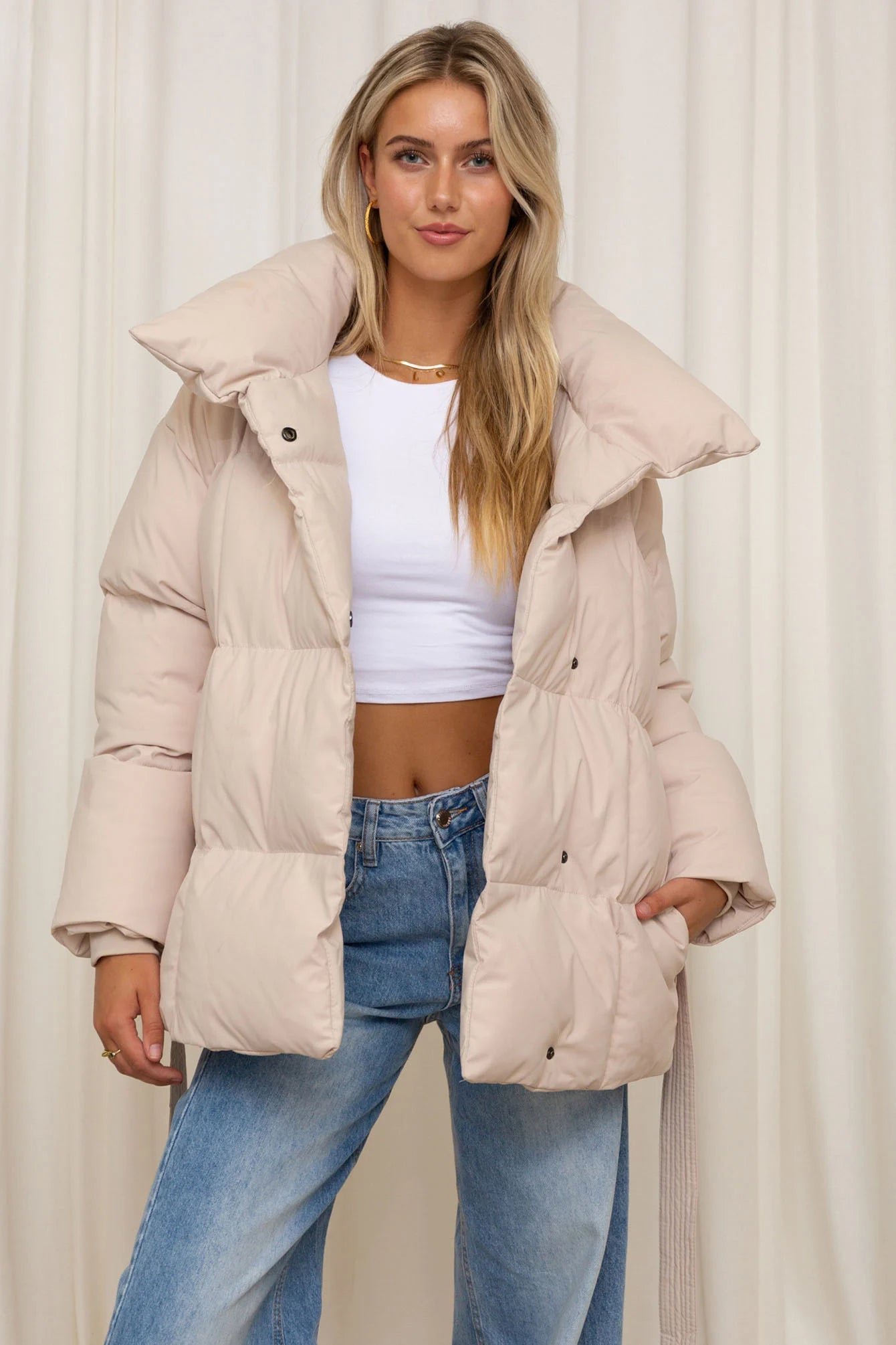 Cozy Belted Puffer Coat