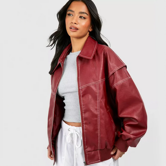 Cherry - Leather Bomber Jacket