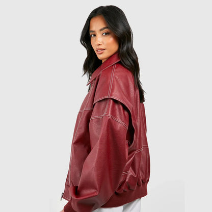 Cherry - Leather Bomber Jacket