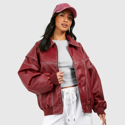 Cherry - Leather Bomber Jacket