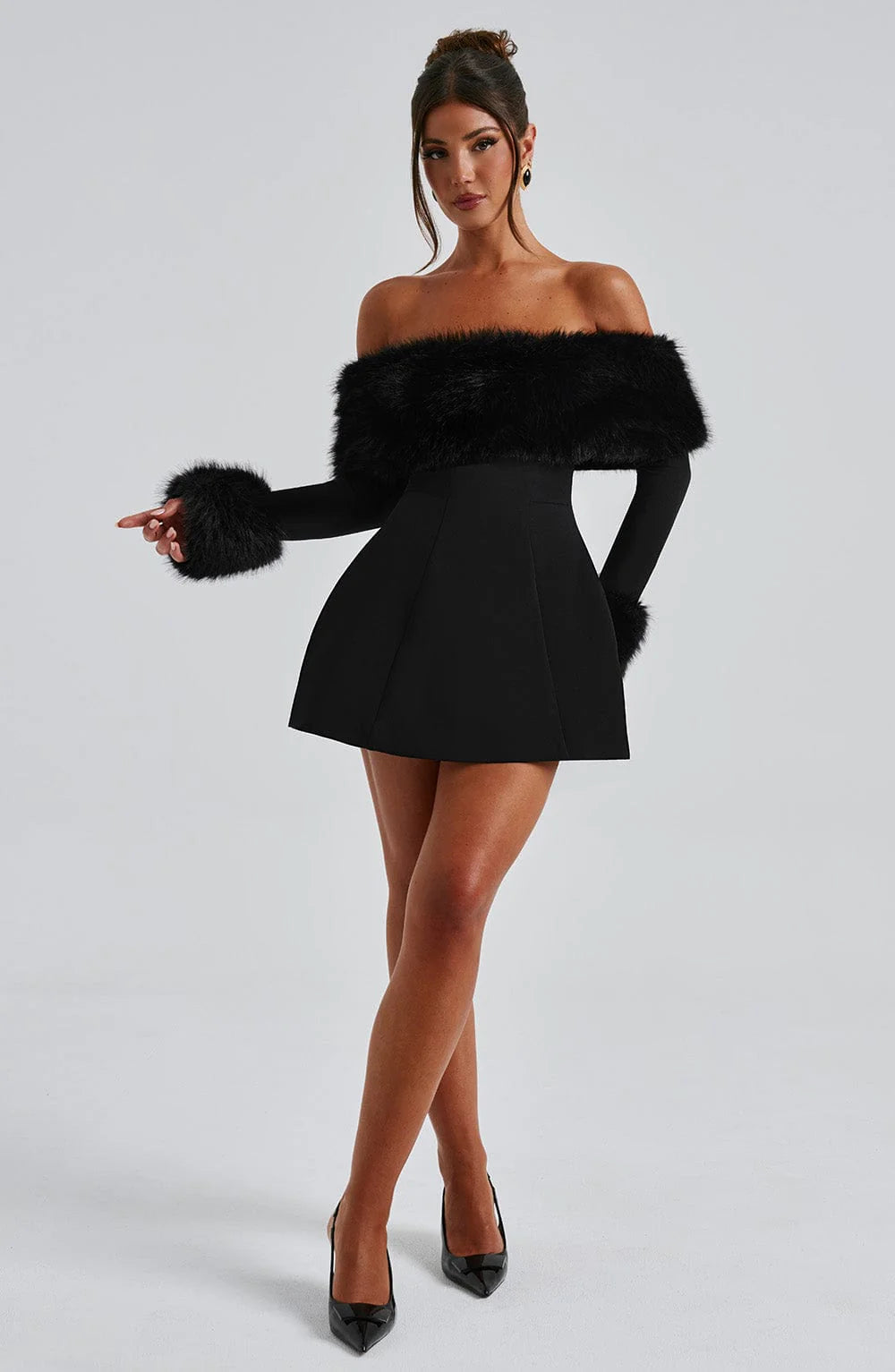 Venyra Fur Mini Dress