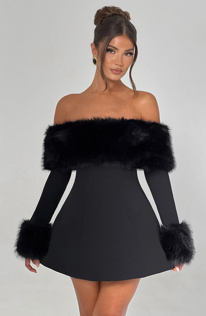 Venyra Fur Mini Dress