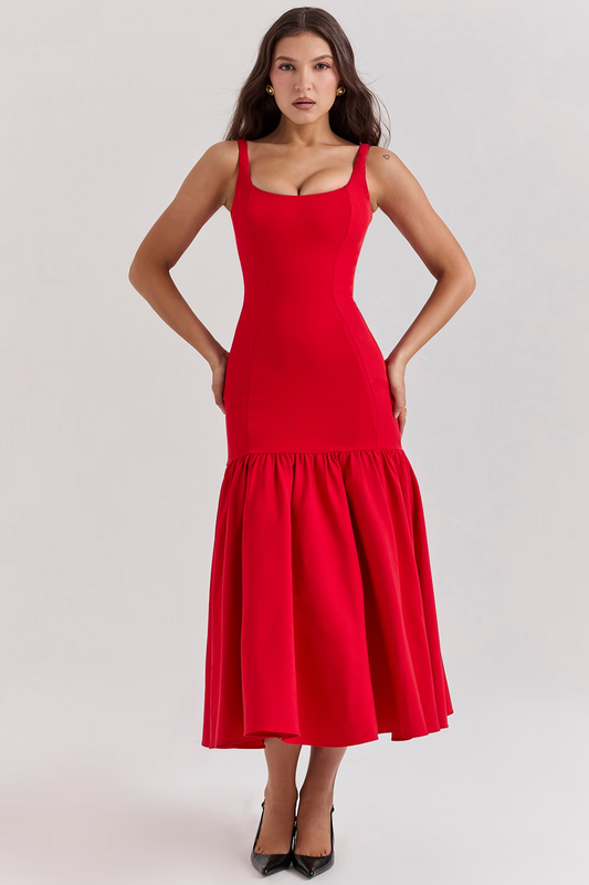 Amore Dropped Waist Midi Dress